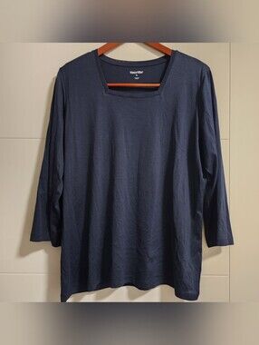 WinterSilks Square-neck Knit Basic Top